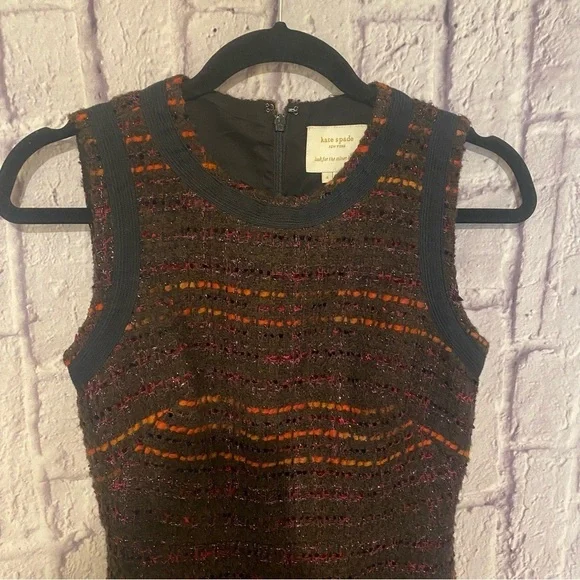 Kate Spade Tweed Sparkle So Foxy Bittersweet Sheath Mini Dress 4 Red Black - Picture 9 of 11